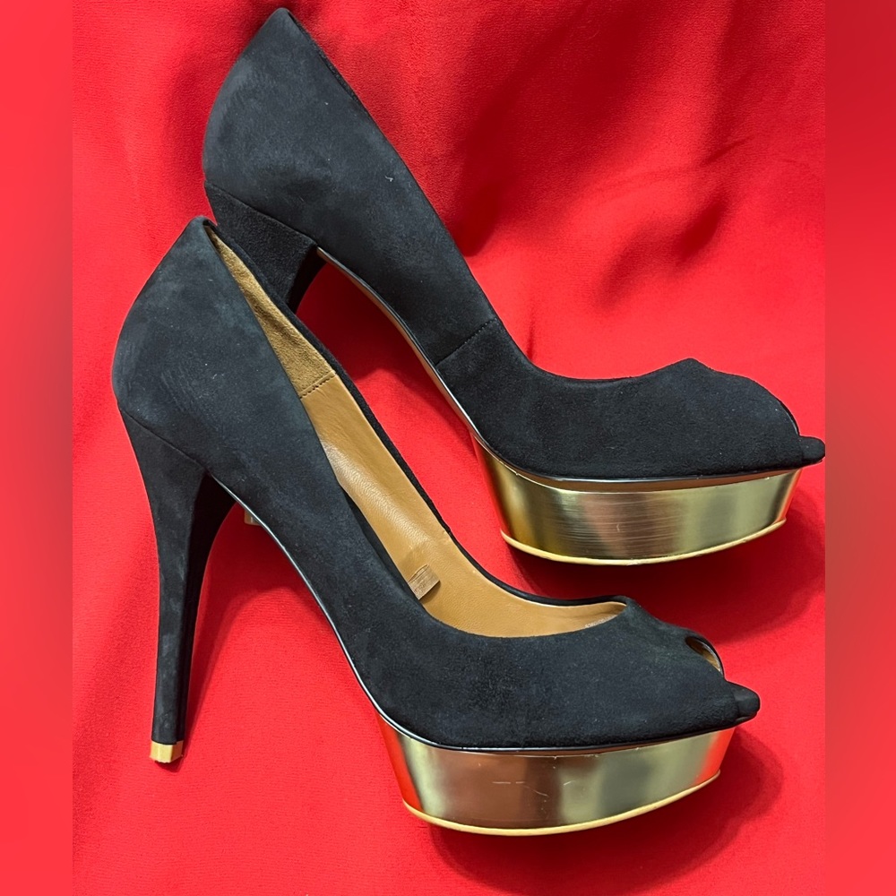 ZARA women’s suede peep toe platform heels